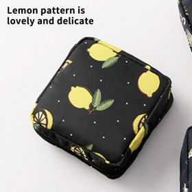 Waterproof black lemon Bag Girl Women Tampon Sanitary Pad Pouch Organizer Bag Travel Portable Cute Makeup Bag Square Napkin Case