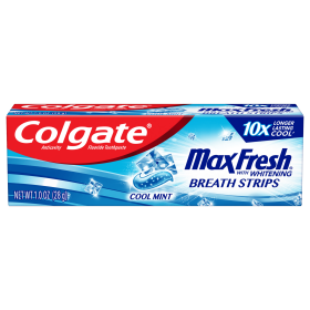Colgate Max Fresh Travel Size Toothpaste with Mini Breath Strips;  Cool Mint;  1.0 oz