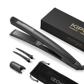 KIPOZI Ceramic Hair Straightener 2 in 1 Flat Iron for Hair Ionic Dual Voltage Lightweight Hair Straightener for Travel 1 Inch Black