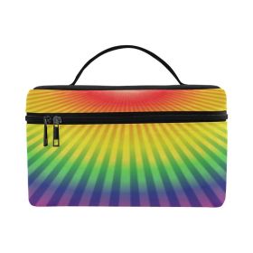 Cosmetic Bag, Rainbow Radial Design - Black / Multicolor