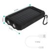 10000mAh Solar Power Bank External Battery Pack Dual USB Ports Outdoor Charger with Battery Indicators SOS LED Lights Compass Camping Hiking