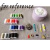 Tin Box Portable Sewing Kit 20 Colors Thread Spools Sewing Kits Supplies for School Home Travel, Random Color