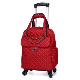 Oxford Cloth Waterproof Trolley Bag Lightweight Folding Backpack (Option: Red-18inchs)