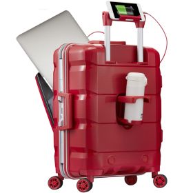 Multifunctional Computer Luggage Aluminum Frame (Option: Red-24inch)