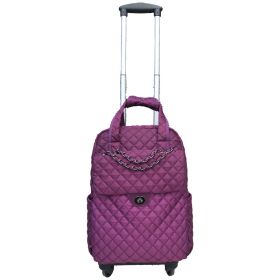 Oxford Cloth Waterproof Trolley Bag Lightweight Folding Backpack (Option: Purple-18inchs)