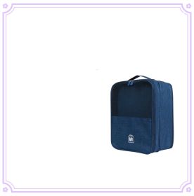Travel Shoe Bag Portable Storage Box Dust-proof Portable (Option: Navy Blue-Plus size 33x23x20cm)
