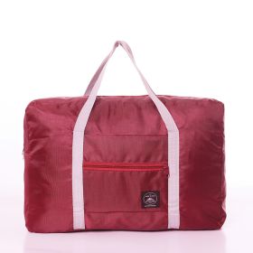 Travel Lightweight Folding Portable Luggage Storage Bag (Color: Wine Red)