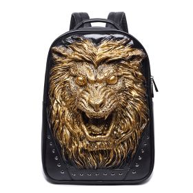 3D Angry Lion Face Unisex Backpack (Color: Silver)