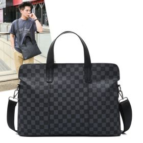 Atmospheric Plaid Business Handbag Horizontal Shoulder Messenger (Color: black)