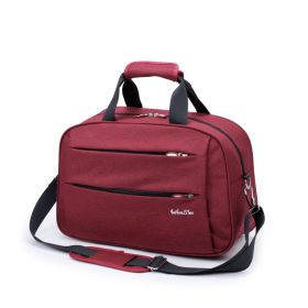 Men's Travel Bag Portable Sports Fitness Folding Waterproof (Option: Wine Red-L)