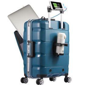 Multifunctional Computer Luggage Aluminum Frame (Option: Blue-20inch)