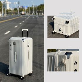 Large-capacity Trolley Case Shock-absorbing Brake Universal Wheel Password Suitcase (Option: Milk white-24inch)