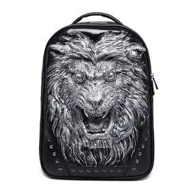 3D Angry Lion Face Unisex Backpack (Color: Gold)