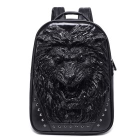 3D Angry Lion Face Unisex Backpack (Color: black)
