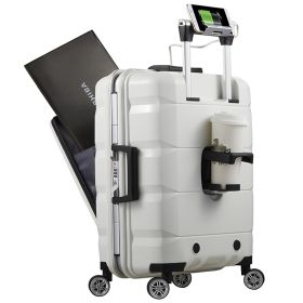 Multifunctional Computer Luggage Aluminum Frame (Option: White-20inch)