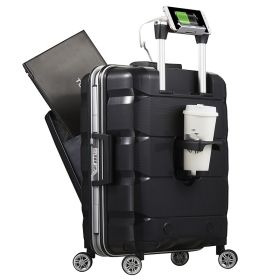 Multifunctional Computer Luggage Aluminum Frame (Option: Black-20inch)