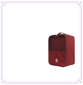 Travel Shoe Bag Portable Storage Box Dust-proof Portable (Option: Wine Red-Plus size 33x23x20cm)