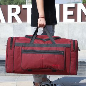 Large Capacity Carry-on Travel Bag Travel Bag Moving Luggage (Color: Wine Red)