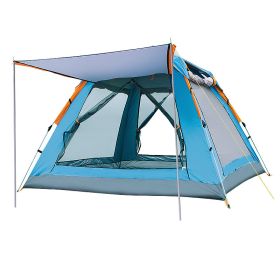 Fully Automatic Speed  Beach Camping Tent Rain Proof Multi Person Camping (Option: Upgraded silver glue blue-Tents and tide MATS)