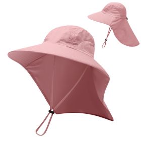 Fishing Sun Hat UV Protection Neck Cover Sun Protect Cap Wide Brim Neck Flap Fishing Cap For Travel Camping Hiking Boating (Color: Pink)