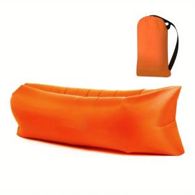 Inflatable Pool Lounger, Portable Lazy Sofa For Backyard Beach Travel & Camping (Color: Orange)