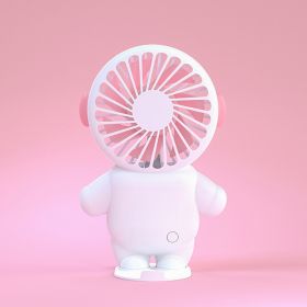 Cartoon Astronaut Mini Fan, Rechargeable USB Fan, Portable Personal Fan For Travel, Handheld Mini Pockets Fan (Color: Pink)