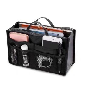 Purse Insert Storage Bag, Versatile Travel Organizer Bag Insert Cosmetic Bag With Multi-Pockets (Color: black)