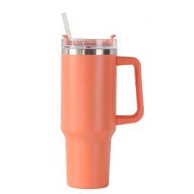 40oz Stainless Steel Handle Bottle Car Cup Double-layer Vacuum Iced Beer Cup Outdoor Portable Travel Insulation Cup (Color: orange red)