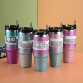 Random Color Delivery Diamond Paint Ice Cup Stainless Steel Cup Car Travel Insulation Cold Coffee Cup Water Bottle (Capacity: 30oz)