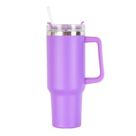 40oz Stainless Steel Handle Bottle Car Cup Double-layer Vacuum Iced Beer Cup Outdoor Portable Travel Insulation Cup (Color: Dark Violet)