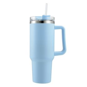 40oz Stainless Steel Handle Bottle Car Cup Double-layer Vacuum Iced Beer Cup Outdoor Portable Travel Insulation Cup (Color: Sky Blue)