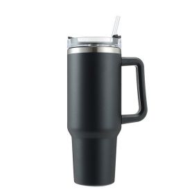 40oz Stainless Steel Handle Bottle Car Cup Double-layer Vacuum Iced Beer Cup Outdoor Portable Travel Insulation Cup (Color: black)