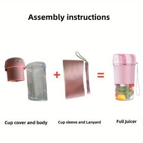Portable Electric Fruit Juicer Rechargeable Mini Juicer Small Fruit Household Automatic Portable Travel Juicer Easy To Clean Rechargeable Small Fruit (Color: Pink)