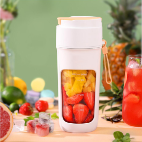 Portable Wireless Blender With The Straw; USB Travel Juice Cup Baby Food Mixing Juicer Machince With Updated 8 Blades 3000mAh Rechargeable Battery (Color: White)