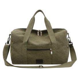 Canvas Travel Bag with Patch Decor Lightweight Luggage for Business Trips (Color: ArmyGreen)