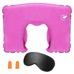 Travel Pillow Inflatable U Shape Neck Pillow Neck Support Head Rest Office Nap Car Airplane Cushion (Color: Pink)