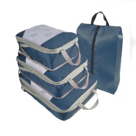 Packing Cubes for Travel, 4 Pcs Travel Cubes Storage Set with Shoe Bag Suitcase Organizer Lightweight Luggage for Travel Accessories (Color: Navy)