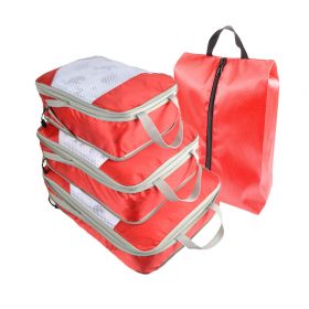 Packing Cubes for Travel, 4 Pcs Travel Cubes Storage Set with Shoe Bag Suitcase Organizer Lightweight Luggage for Travel Accessories (Color: Red)