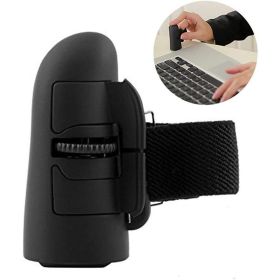 Mini Bluetooth-compatible Wireless Finger Ring Mouse Ergonomic Handheld Optical Travel Mouse (bluetooth-compatible Model) (Color: black)