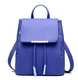 Fashion Shoulder Bag Rucksack PU Leather Women Girls Ladies Backpack Travel bag (Color: Blue)