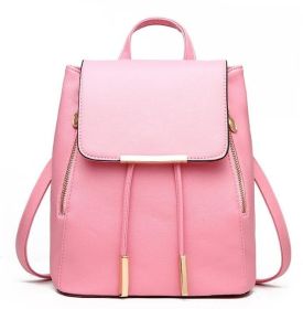 Fashion Shoulder Bag Rucksack PU Leather Women Girls Ladies Backpack Travel bag (Color: Pink)