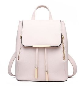 Fashion Shoulder Bag Rucksack PU Leather Women Girls Ladies Backpack Travel bag (Color: Light)