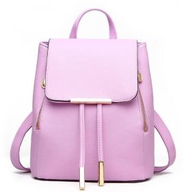 Fashion Shoulder Bag Rucksack PU Leather Women Girls Ladies Backpack Travel bag (Color: Purple)