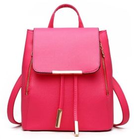 Fashion Shoulder Bag Rucksack PU Leather Women Girls Ladies Backpack Travel bag (Color: Red)