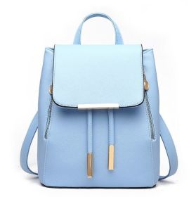 Fashion Shoulder Bag Rucksack PU Leather Women Girls Ladies Backpack Travel bag (Color: Light Blue)