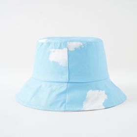 Korean version of the cloud fisherman hat travel sunshade sun hat cute sky leisure outdoor sun fisherman hat (Color: Sky Blue)