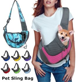 Pet Puppy Carrier S/L Outdoor Travel Dog Shoulder Bag Mesh Oxford Single Comfort Sling Handbag Tote Pouch (Color: Rose Red)