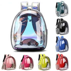 Cat bag Breathable Portable Pet Carrier Bag Outdoor Travel backpack for cat and dog Transparent Space pet Backpack (Color: Pink)