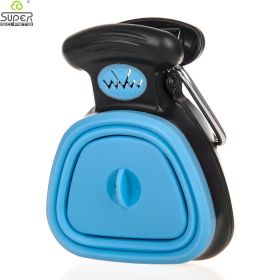 Dog Pet Travel Foldable Pooper Scooper With 1 Roll Decomposable bags Poop Scoop Clean Pick Up Excreta Cleaner (Color: Blue)