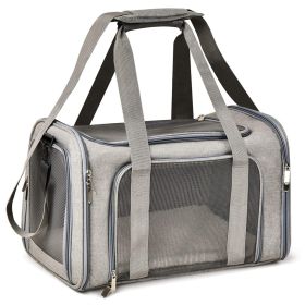 Carrier for Cat Pet Soft Transport Bag Foldable Dog Backpack 4 Open Doors Cat Ventilate Travel Bag Pet Supplies (Color: Grey)